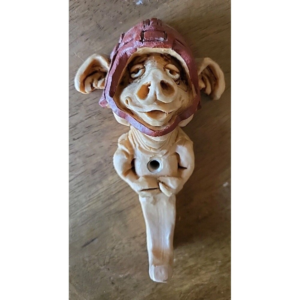 Vintage 1980s Curious Critters Pig W/Football Helmet Wall Hook Rare